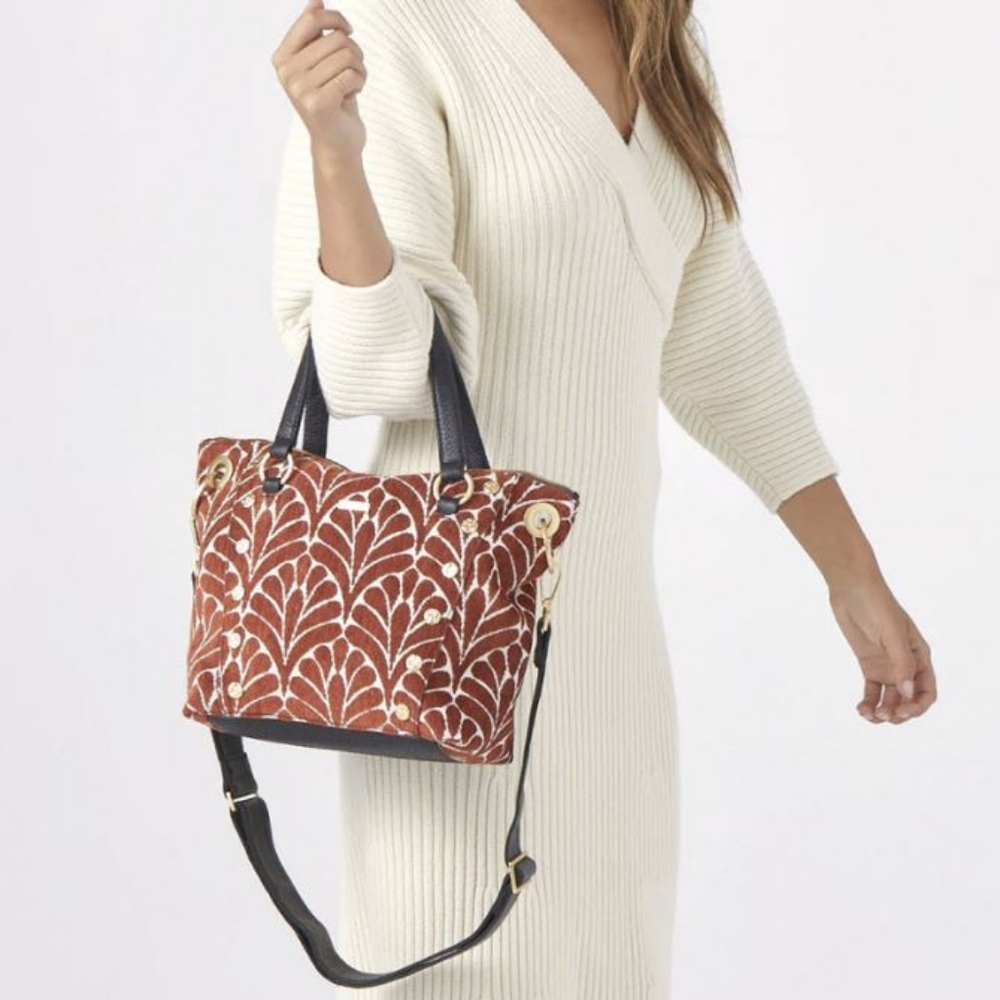 Daniel Medium Top Handle Bag, Texas Tapestry and Brushed Gold Tone Hardware